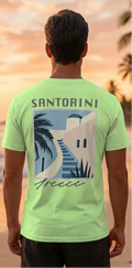 Greek Santorini Light Green T-Shirt – Summer Travel Graphic Tee for Men 